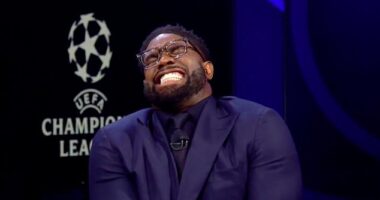 Hilarious moment Micah Richards can't stay silent as Kate Abdo, Thierry Henry and Jamie Carragher crack up after making jokes about Brest
