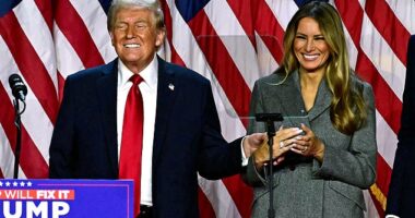 Melania Trump with husband Donald Trump on election night