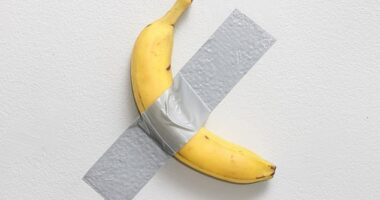 A single banana duct-taped to a wall has sold for a jaw-dropping $6.2 million at a New York auction - nearly four times the expected selling rate