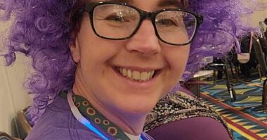 Sarah Reid (pictured) has always wanted to go to the park in California and decided to go during her children's term times