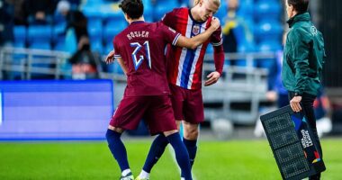 Colin Rosler came on for Erling Haaland during Norway's match with Kazakhstan last Sunday