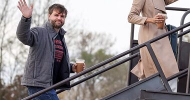 Sen. J.D. Vance and his wife Usha board their 737 campaign plane for a trip that will take them to four rallies via seven states on the final slog before Election Day