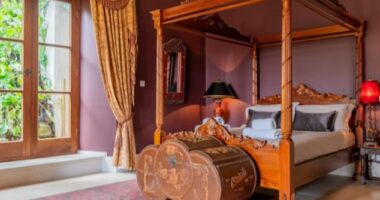 Carol Driver takes a trip to the £16,000-a-week, celebrity-loved mansion (pictured is one of the bedrooms) in Somerset