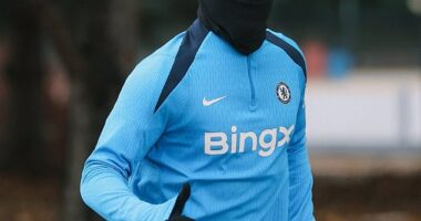Jadon Sancho was spotted back at Chelsea's first-team training on Monday afternoon