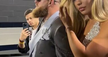Jake Paul arrived with his girlfriend Jutta Leerdam ahead of his fight with Mike Tyson