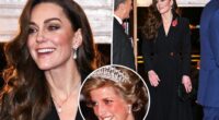 Kate Middleton wears black coat dress, Princess Diana's earrings at Festival of Remembrance