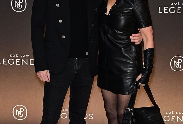 Kim Cattrall sent pulses racing in leather and she arrived at Zoe Law: Legends' Private View at National Portrait Gallery alongside her boyfriend Russell Thomas on Thursday
