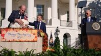 The lame duck President Joe Biden gave Thanksgiving pardons to turkeys Blossom and Peach on Monday to save them from an American family feast