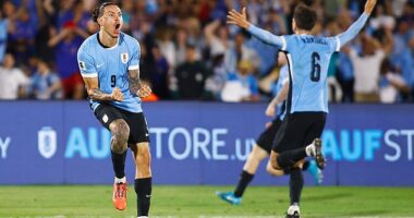 Darwin Nunez celebrated Uruguay's last-gasp winner in front of a former Everton defender