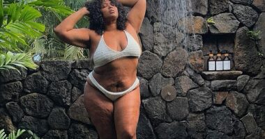 Lizzo proudly flaunted her incredible weight loss as she rocked a plethora of sizzling swimwear in a new Instagram post on Monday