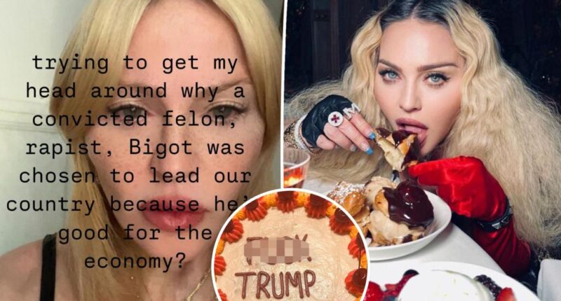 Madonna eats 'f--k Trump' cake after he wins 2024 presidential election