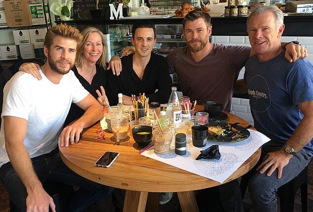 Mark Filippelli (pictured centre with the Hemsworths) was diagnosed with hairy cell leukaemia in 2015