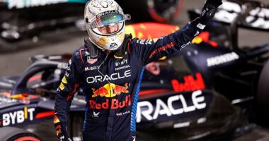 Max Verstappen finished 0.055seconds ahead of second place George Russell's Mercedes