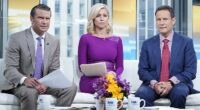 Fox anchors Pete Hegseth, Ainsley Earhardt and Brian Kilmeade interview entrepreneur and venture capitalist Peter Thiel during Fox & Friends at Fox News Channel Studios on Aug. 9, 2019 in New York City