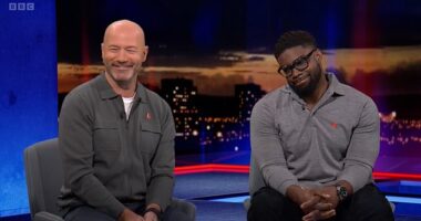 Micha Richard was forced to conceal a 'massive hole' in his shirt while live on air on Saturday night