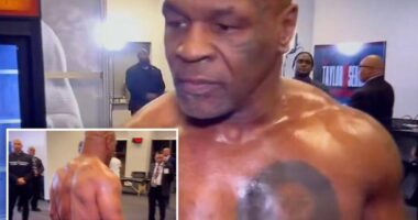 Mike Tyson's bare butt exposed on live TV ahead of Jake Paul fight