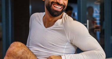 Mohamed Salah has been snapped with a coffee and looking in fine spirits