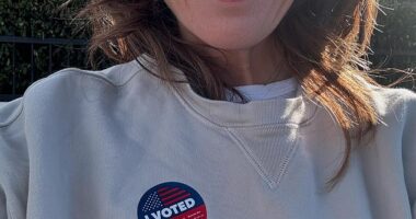 Monika Lewinsky urged supporters to vote for Kamala Harris with a smiling selfie while wearing an 'I Voted' sticker as the presidential race enters its final stretch