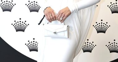 Rebecca Judd, 41, (pictured) and Nadia Bartel, 39, stole the show as they led the celebrity arrivals at Derby Day held at Flemington Racecourse in Melbourne on Saturday