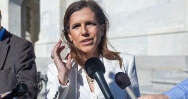 Rep. Nancy Mace speaking to reporters at the U.S. Capitol on November 21. She said 'trantifa' wants to kill her as she pushes to ban trans women from women's restrooms in an escalating bathroom debate
