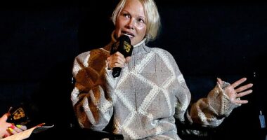 Pamela Anderson has revealed that her 'loving' parents had 'tried to keep her safe,' despite being raped at the age of 12 (pictured at a BAFTA screening for The Last Showgirl on Monday)