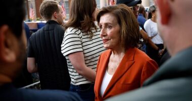 Former Speaker of the House Nancy Pelosi, D-Calif., arrives as supporters wait to hear Vice President Kamala Harris concede the election, at Howard University on November 06, 2024 in Washington, D.C.