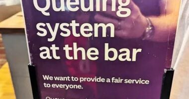 The new system was spotted at Premier Inn's Gatwick Airport hotel after a sign was erected near the bar