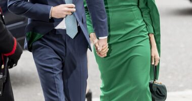 Germany 's first major documentary on the fallout from Megxit will hit television screens in just a few days, claiming to delve into shocking insights that could reshape perceptions of Prince Harry and Meghan Markle. Pictured, the couple attending the Commonwealth Day Service 2020
