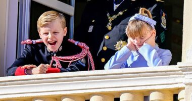 Prince Jacques and Princess Gabriella of Monaco sorely tested their parents' patience as they took to the balcony to mark the country's National Day on Tuesday