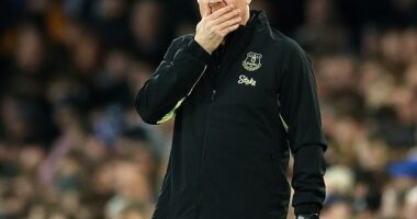 Everton boss Sean Dyche, pictured during Saturday's draw with Brentford, is under pressure