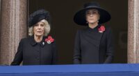 Queen Camilla pictured alongside the Princess of Wales during the National Service Of Remembrance at The Cenotaph in 2022