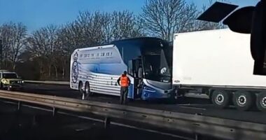 Real Madrid's team coach was involved in a crash after their Champions League loss by Liverpool