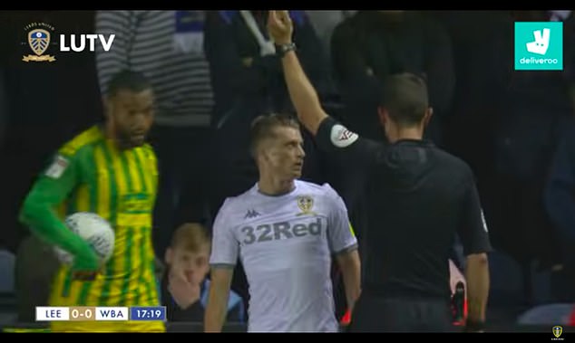Ezgjan Alioski was shown a yellow card by David Coote for a reckless challenge back in 2019