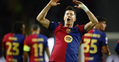 Robert Lewandowski became just the third player to reach a century of Champions League goals