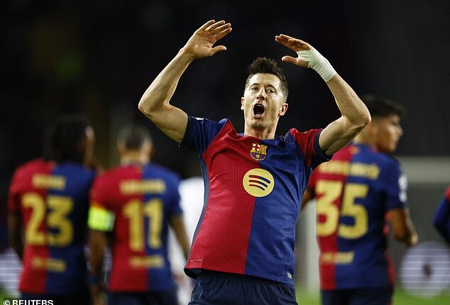 Robert Lewandowski became just the third player to reach a century of Champions League goals