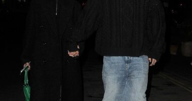 Romeo Beckham put on a loved up display with his new girlfriend Kim Turnbull as the pair arrived hand in hand at Chiltern Firehouse on Friday night
