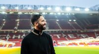 Ruben Amorim poses for his first pictures at Old Trafford after being named Man United head coach
