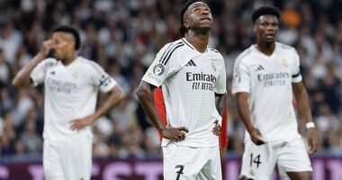 Vinicius Junior looks for inspiration after Real Madrid's home defeat to AC Milan