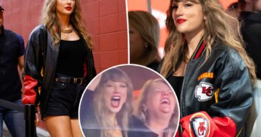 Taylor Swift gets fired up celebrating Chiefs touchdown with mom Andrea