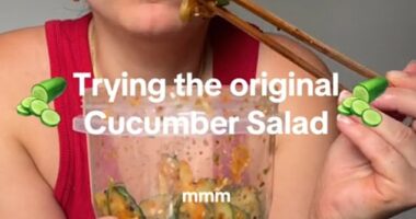 Social media is the source of meal inspiration for Britons, with trending recipes like the cucumber salad booming in popularity (pictured: Food content creator Lara Oztekin)