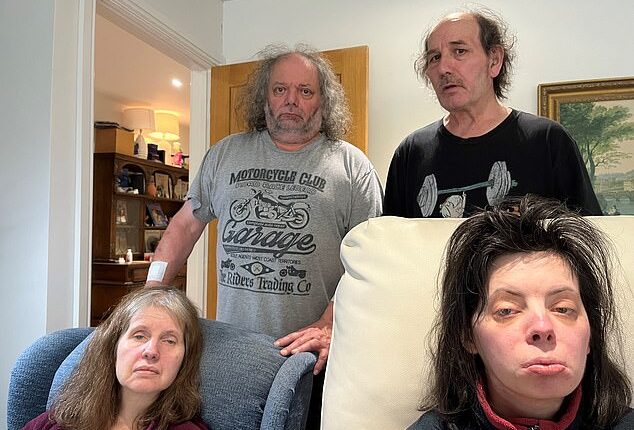 After the BBC's DIY SOS team took on the Chapman home, their lives were never the same again (Pictured left to right: Sarah, Peter, Steve and Suzanne Chapman in their Cheltenham home)