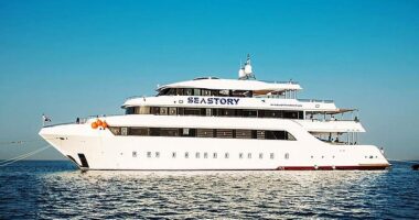 The boat named Sea Story (pictured) had 31 tourists of different nationalities as well as 13 crew members on board when it sank
