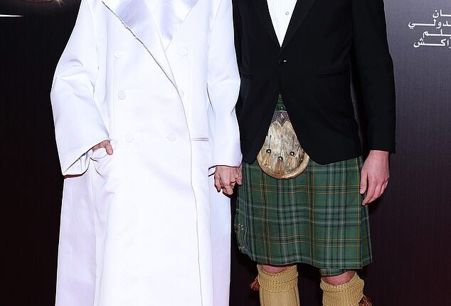 Xavier Swinton Byrne, 27, was clocked racing his Ford Mustang down the A23 at 100mph in July. Pictured: Tilda Swinton and Xavier Swinton Byrne at the Marrakech International Film Festival last year