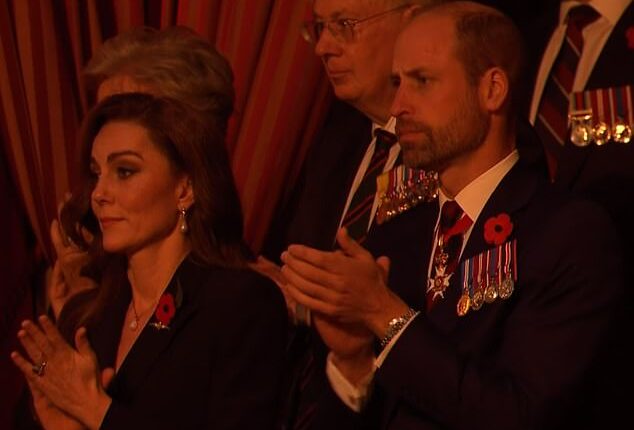 The Prince and Princess of Wales led the applause as the crowd touchingly honoured the families of fallen soldiers at the Festival of Remembrance tonight