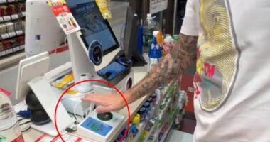 A British tourist was left amazed by cutting-edge technology in China after using his palm to pay for a packet of chips at a convenience store