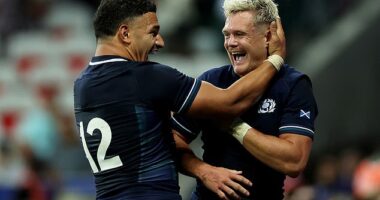 Tuipulotu, left, and Darcy Graham will be reunited in Scotland colours against Fiji