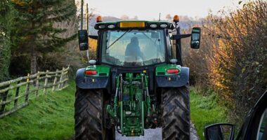 A tractor used to drive through a flooded town has been spotted only days after wreaking havoc in the Worcestershire town of Tenbury Wells