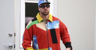 Kansas City Chiefs tight end Travis Kelce donned a bright jacket in his pregame outfit