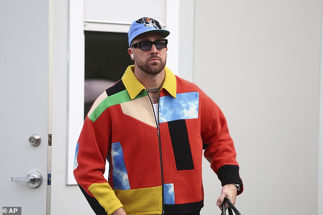 Kansas City Chiefs tight end Travis Kelce donned a bright jacket in his pregame outfit