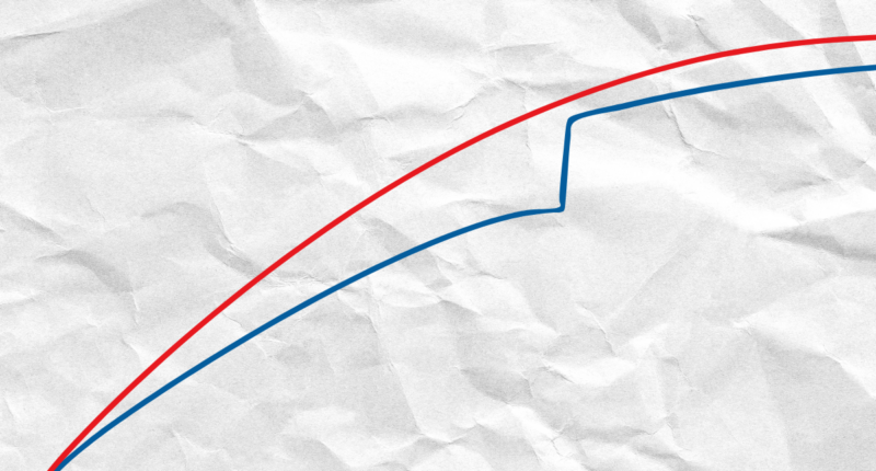 red and blue line on paper background